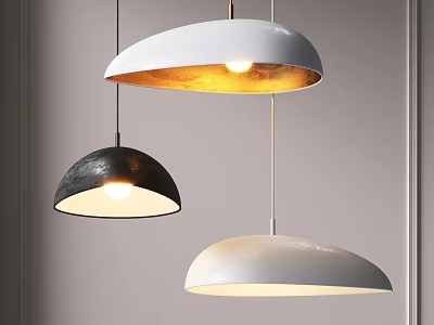 Modern Pendant Lights With Curved Shades And White Black Metal Finish For Home Interior Lighting 3d model