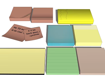 Colorful Paper Sheets And Sticky Notes With Different Shapes And Colors 3d model