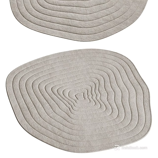 Soft Stylish Rugs With Layered Circular Pattern In Neutral Tone 3d model 