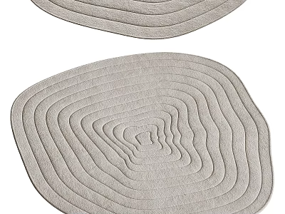 Soft Stylish Rugs With Layered Circular Pattern In Neutral Tone 3d model