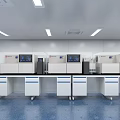 Modern Laboratory Interior With White Equipment Blue Line Workbenches And Instruments 3d model