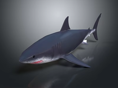 Grey Shark 3D Render On Dark Background With Streamlined Body And Sharp Teeth 3d model