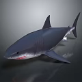 Grey Shark 3D Render On Dark Background With Streamlined Body And Sharp Teeth