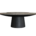 Modern Round Dining Table With Decorative Top And Cylindrical Black Base 3d model