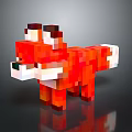 Pixel Art Character Red Fox Creature With Blocky Design Vibrant Orange Fur And White Accents