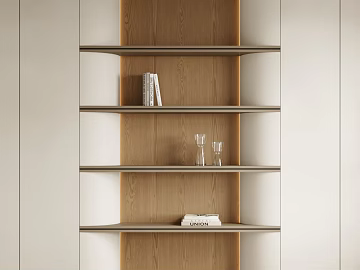 Cream Style Bookcase Decorative Cabinet Arc Interspersed Cabinet Wall Cabinet (ID:ggach496972)