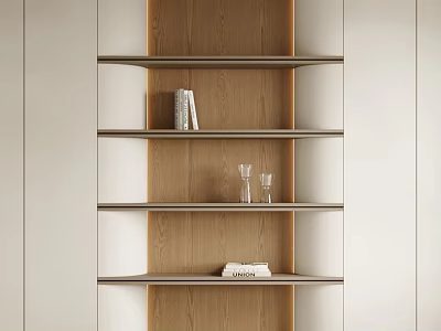 Cream Style Bookcase Decorative Cabinet Arc Interspersed Cabinet Wall Cabinet 3d model