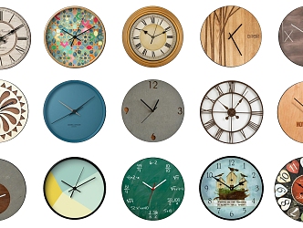 Modern Clock Solid Wood Wall Clock Combination 3d model