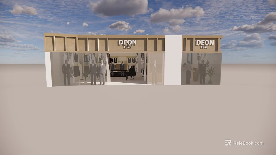 DEON Modern Clothing Store Exterior With Window Display And Fashion Mannequins 3d model 