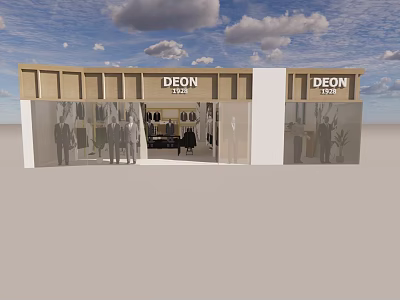 DEON Modern Clothing Store Exterior With Window Display And Fashion Mannequins 3d model