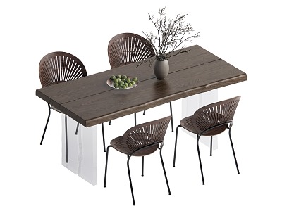 Quiet style dining table and chair combination model