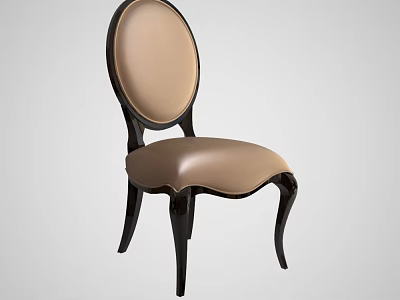 Elegant Classic Dining Chair Featuring Leather Upholstered Seat Backrest And Black Wooden Legs 3d model