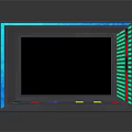 Computer Monitor With Retro Futuristic Design Blue Display And Colorful LED Trim