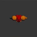 Orange Red Armored Warrior Character With Green Weapon And Shiny Armor