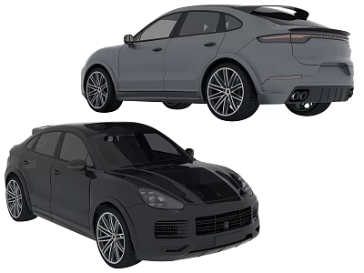 Modern SUV Car Models In Gray And Black With Front Rear Views 3d model