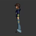 Game Movie Character Wearing Blue Hoodie with ELECTRO Text Tool Belt Brown Hair Standing Pose 3d model