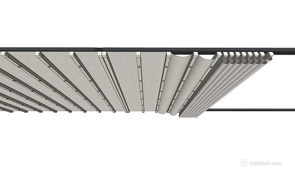 Retractable Awning With Metal Frame And Fabric Panels For Outdoor Sun Protection 3d model 