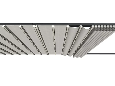 Retractable Awning With Metal Frame And Fabric Panels For Outdoor Sun Protection 3d model