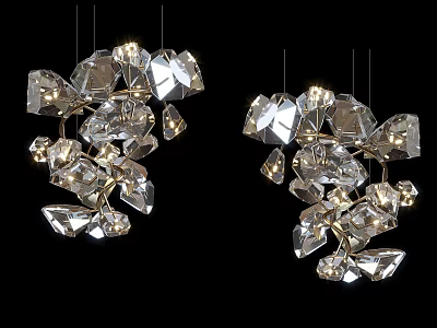 Modern Crystal Chandeliers With Unique Geometric Crystal Pieces And Bright Lighting Effects 3d model