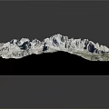 3D Topographic Terrain Model With Mountain Ridges Detailed Elevation And Black Base