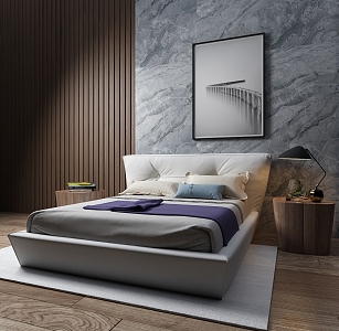 Modern Background Double Bed Double Bed 3d model