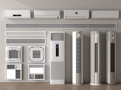 Wall Mounted Floor Standing and Window Type Air Conditioner Fans with Modern Designs 3d model