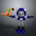 Hedgehog in Blue and Black Armor With Helmet Holding Orange Scroll And Green Question Mark