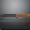 Shiny Metal Blade Kitchen Knife With Brown Wooden Handle And Rivets