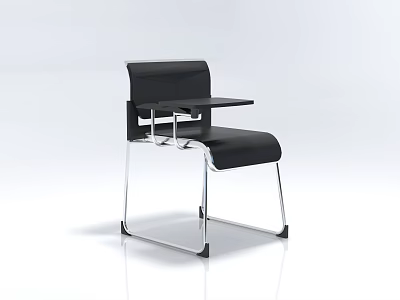 Modern Black Single Chair with Metal Frame and Tablet Arm 3d model