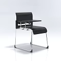 Modern Black Single Chair with Metal Frame and Tablet Arm 3d model