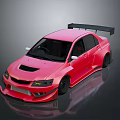 Pink Modified Sedan With Sporty Body Kit Rear Spoiler And Black Wheels