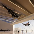 Aircraft Museum Architecture With Suspended Jets And Glass Facade Design