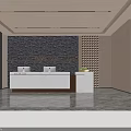 Modern Luxury Reception Lobby With White Marble Counter And Textured Stone Warm Wood Interior Design