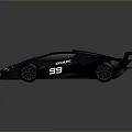 Modern Race Car With Aerodynamic Spoiler Number 99 Livery And Sleek Dark Exterior