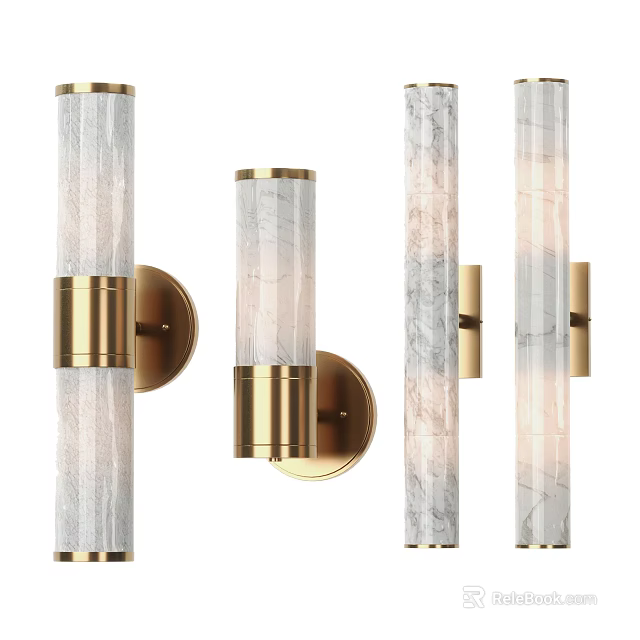 Modern Wall Lamps With Gold Metal Frame And Textured Glass Shade Design 3d model 