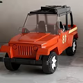 Electric Toy Jeep with Orange Body Black Roof Transparent Windshield and Number 81