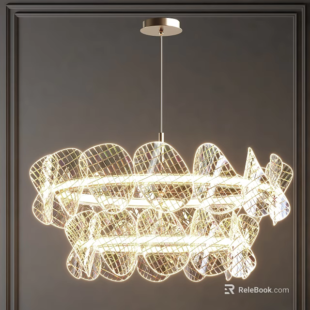 Modern Luxury Circular Multi Layered Transparent Crystal Pendant Lighting Fixture 3d model 
