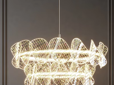 Modern Luxury Circular Multi Layered Transparent Crystal Pendant Lighting Fixture 3d model