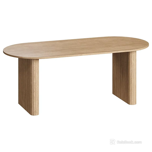 Wooden Oval Table With Smooth Top And Sturdy Solid Legs Design 3d model
