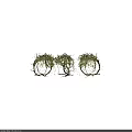 Clustered Green Shrubs With Vining Structures And Leaves On Black Background