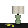 Modern Green Ceramic Table Lamp With Gourd Shaped Base And Cream Lampshade