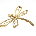 Golden Dragonfly Metal Ornament Decoration Set With Intricate Hollow Wings Design