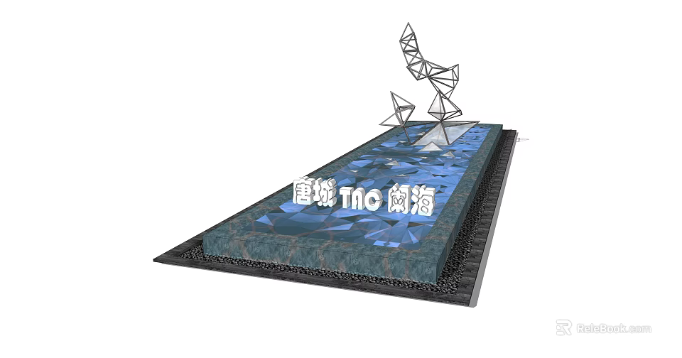Creative Garden Ornament With Geometric Sculptural Design And Water Feature Base 3d model 