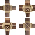 Wooden Railing With Cross Rope Wrapped Design And Natural Wood Details