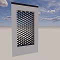 Modern Garden Wall With White Frame And Black Grid Pattern Against Blue Sky 3d model