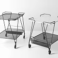 Commercial Mobile Cart with Black Metal Frame Transparent Top Shelf Mesh Lower Shelf for Business