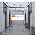 Modern Elevator Hallway Interior With Marble Walls Polished Floor And Elevator Doors 3d model