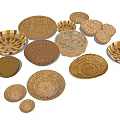 Handwoven Baskets as Household Items with Various Sizes Shapes and Patterns 3d model