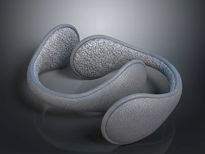 Gray Textured Neck Pillow With Loop Design And Two Earpad Like Parts For Daily Use 3d model