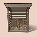 Wooden Firewood Storage Shed With Slatted Sides Roof And Stacked Logs Inside